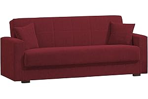 Dmora Divano Letto 3 posti con Contenitore, 212 x 80 x 87h cm, Color Rosso