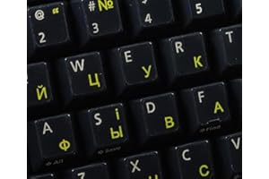 Qwerty Keys Ukrainisch Russisch transparente Tastaturaufkleber mit Gelben Buchstaben - Geeignet für Jede Tastatur