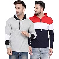 Katso Mens Cotton Hooded T-Shirt(Combo Pack of 2)