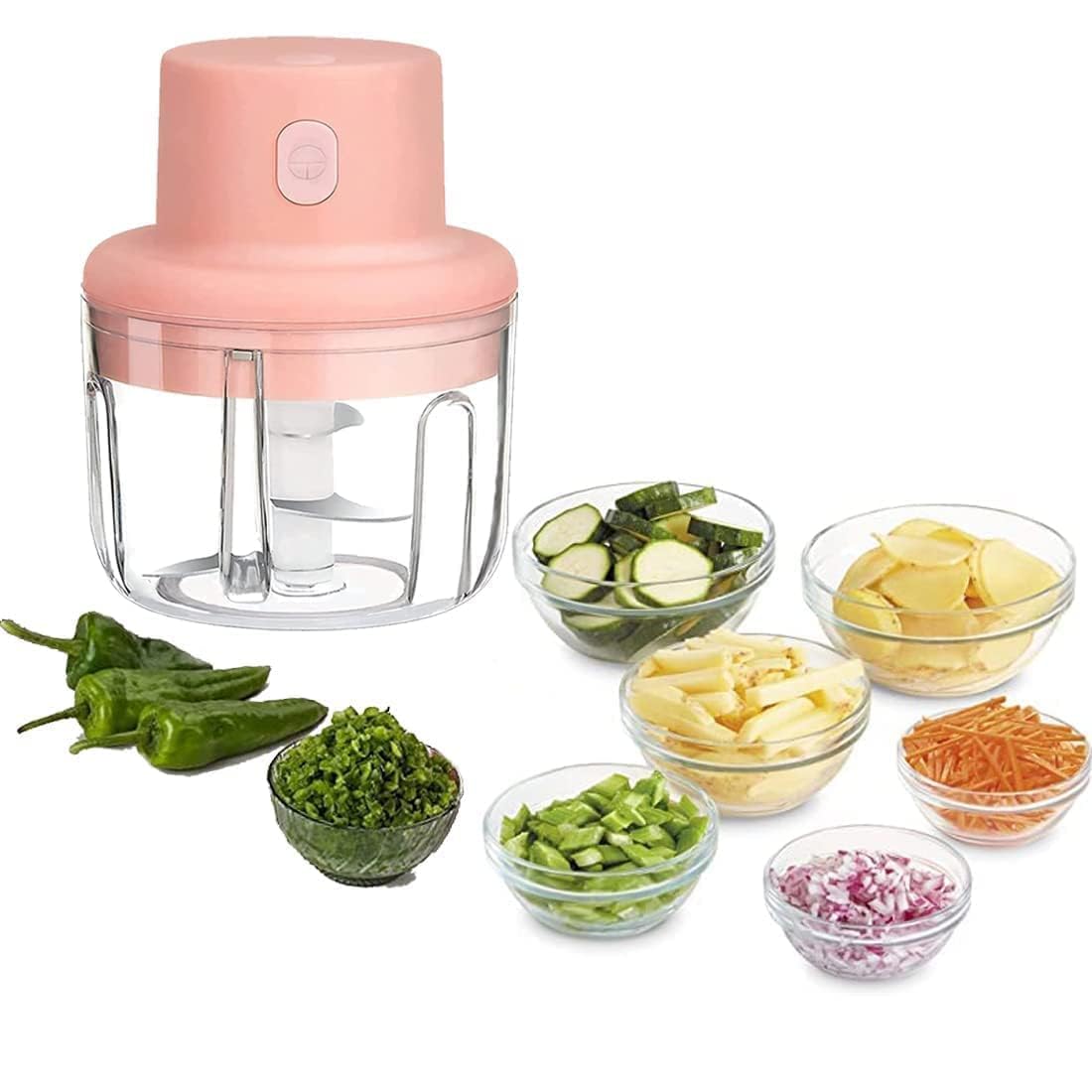 Effortless Meal Prep with Mini Garlic Chopper Portable USB Charging 250ml