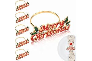 wynott 6PCS Christmas Napkin Rings, Gold Metal Napkin Rings Holder Xmas Alloy Napkin Buckles Merry Christmas Napkin Holders Cover Dinner Napkin Rings for Table Decor, Xmas, Wedding, Thanksgiving