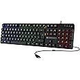 Zebronics War-K Gaming Keyboard with 104 Keys,Multi Color LED,1.8m Braided Cable, Gold Plated USB,Laser Keycaps, Anti-Ghosting 19 Keys,2 Step Stand,12 Integrated Multimedia Keys (Black)