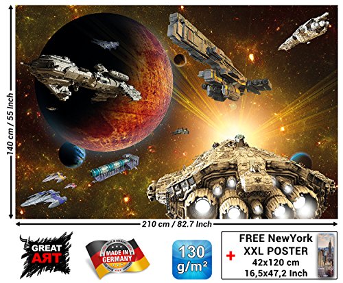 Fototapete Raumschiffe im Weltall Wand-dekoration – Wandbild Spaceships Poster-Motiv by GREAT ART (210 x 140 cm) - 3