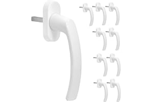 Silisto Lot de 10 poignées de fenêtre type Colonia en aluminium moulé sous pression Blanc RAL 9016 Longueur de tige de 38 mm
