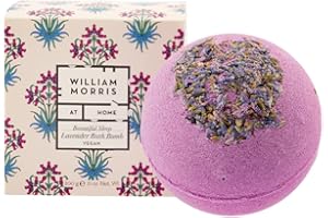 William Morris At Home Bath Bomb 200g, Calming Lavender Scent, Relaxing Sleep-Inducing Fragrance, Beauty Housewarming Gift, Infused with Mineral Magnesium, Cruelty and Vegan Friendly
