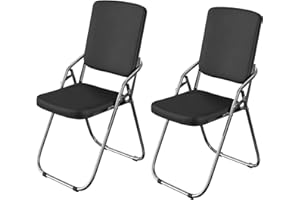 Utlenianie Set da 2 Sedia Pieghevole Sedie Pieghevoli Con Cuscino In Ecopelle Seduta Salvaspazio per Riunione Sedia da pranzo Sedia da Cucina Pieghevole Sedie Richiudibile(Nero-A)