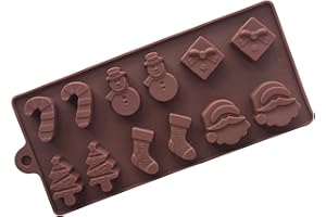 BKBS Stampo Natalizio in Silicone per Cioccolato Stampi per Caramelle Natalizie Calza di Natale Babbo Natale Pupazzo di Neve Stampo in Silicone Usato per Fare Muffin, Cioccolato, Gelatina, Caramelle