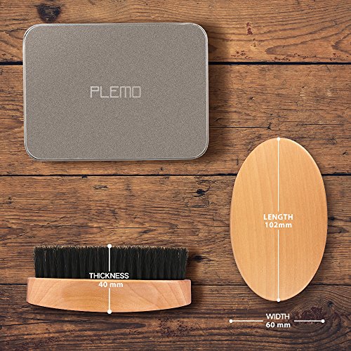 Plemo Bartbürste Bartkamm Bart Pinsel Bartpflege aus Wildschweinborsten zur Schnurrbartpflege und -Styling mit Hochwertiger Aufbewahrungsbox 102*60 mm (Ovale Form) - 3