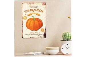 DANLAI Panneau En Fer- De Thanksgiving Citrouille Panneau Rétro En Métal Peinture Murale Décoratif Plaque Murale Vintage Poster Pour Farmhouse Garden Decor