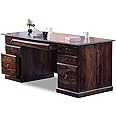 BADHEE Pure Sheesham Wood Computer Sheesham Wood Study Writing Desk Table for Office | Laptop Computer Table with 6 Drawers | Sheesham Wood Study Table, Dark Walnut Finish (Dark Walnut 1)