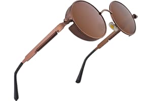 CGID E72 Retro Steampunk Style Unisex Inspirowane Okrągłe Metalowe Koło Polaryzacyjne Okulary przeciwsłoneczne dla mężczyzn i kobiet