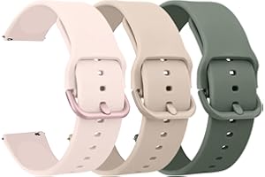 Mugust 3Pack Bracelets de Montres Silicone 20mm 22mm, Remplacement Dégagement Rapide pour Femme Homme 20mm 22mm (20mm, Thé au Lait/Rose/Avocat)