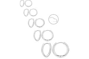 NEVEGE Silver Hoops Earrings for Women S925 Small Sterling Silver Hoop Earrings Hypoallergenic Huggie Small Hoop Earrings Lightweight Cartilage Sterling Silver Earrings for Women Girls 6/8/10/12/14mm