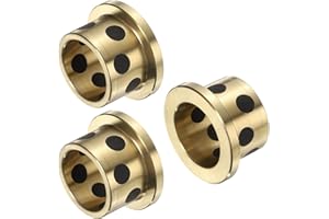 QUARKZMAN 3 Stück Flanschhülsenlager 16mm Bohrung x 20mm Außendurchmesser x 15mm Höhe, Umwickelte ölfreie Flanschbuchsen Messing Graphit, Ölfreies schmierendes gegossenes Messinglagerbuchse