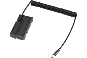 Hersmay NP-F550-Dummy-Akku mit USB-Type-C-Stromkabel-Adapter – kompatibel mit NP-F570/F750/F960/F970, für Sony-Kameras, Camcorder, Broadcast-LED-Leuchten, Monitore, Atomos Ninja BMPCC