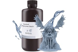 ELEGOO Resina Rápida Estándar, 405nm Resina de Fotopolímero de Resina de Curado UV con Alta Precisión y Curado Rápido Para Impresora LCD 3D Gris 1000G