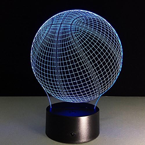 Hologram Illusion 3D LED Night Light USB Power 7 Colors Acrylic Discoloration Bedside Desk Lamp LED Touch Switch (Basketball)