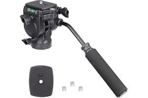 INNOREL Głowica płynu wideo z głowicą płynu do przeciągania z płytą szybkiego zwalniania 1/4 cala, metalowa wytrzymała głowica statywu do kamery wideo (czarna)