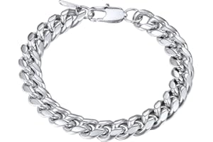 PROSTEEL Pulsera para Hombre Cadena Cubana de Acero Inoxidable 6mm/10mm/14mm de Ancho, 19cm 21cm de Longitud, Dorado/Negro/Plateado Opcional