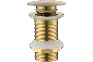 OUGPIU Bathroom Sink Plugs Basin Plug Pop Up Plugs for Wash Basin,Drain Slot Plug Waste Drain Brushed Gold Brass,for Bathroom Washbasin Sink Basin Seals