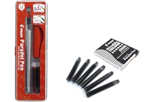 Lote 1 Pluma Caligráfica Pilot Parallel Pen plumin 1.5 mm Recargable + Caja con 6 Recambios Color Negro Pluma Pilot Parallel Pen