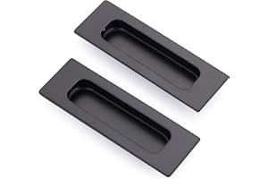 LPRAER 2 Pack Sliding Door Handle 4.75" Recessed Flush Finger Pull Matte Black Stainless Steel Cabinet Drawer Knob for Kitchen Cupboard Wardrobe Dresser Barn Door Closet