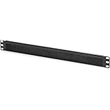 Pressacavo DIGITUS con spazzola - 1U - 19 pollici - armadio di rete - cavo patch - nero, Spazzola striscia 1U