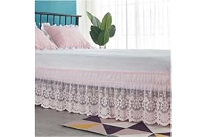 POIUYT Elástica Falda Cama Rodea Wrap Around Tejido de Tres Caras 135/150/180x200 Elegante Funda de Somier, Transpirable, con Diseño de Flores Elásticas (Color : C, Size : 150 * 200+38cm)