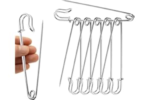 AIDI 6PCS 4 Inch Large Safety Pins Strong, Metal Nappy Pins Safety Lock Kilt Pins, Extra Large Steel for Arts Crafts Dressmaking Jewelry Household