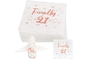 YOLOUP 40 Pcs Servietten 21. Geburtstag Rosa 21th Geburtstagsfeier Papierservietten 21. Happy Birthday Pink Napkins 21er Geburtstagsparty Papier für Mädchen Tischdeko Party Dekoration 33x33cm