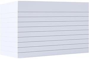 TOP-PINDU White Index Cards Revision Cards, 300PCS Flash Cards 3 x 5 One Ruled Side Study Cards for School Office Learning Note Taking