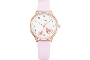 CIVO Montre Femme Bracelet Cuir Élégant Montre Design Femme Étanche à Quartz Analogique Mode Montres Dames, Cadeau pour Femme