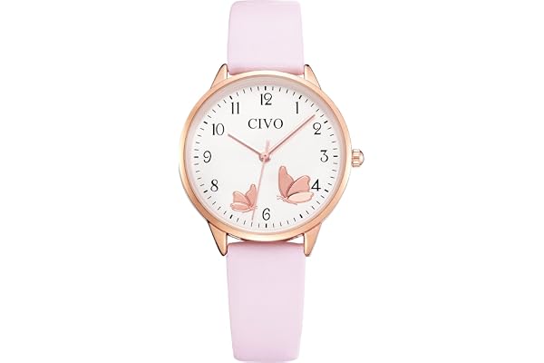 CIVO damklocka läderarmband armbandsur damer analog kvartsklockor damer med siffror klänning vattentät gåvor för kvinnor