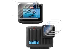 Funrae Zubehör Schutzfolie für Panzerglas Displayschutz für GoPro Hero mit Linsenschutz [3+3 PCS], Ultra-Klar Objektivschutzfolie, Anti-Kratzen Screen Protector 9H Härte Kamera Schützen