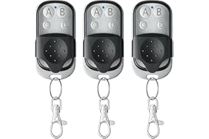 KRYOLITHM Telecomando per Garage Universali 3Pcs, 433.92MHz Telecomando Cancello Sostitutivo con 4 Tasti Clonazione Telecomandi Automatico Duplicatore Garage Door Remote Fob Senza Fili Incluse Batterie
