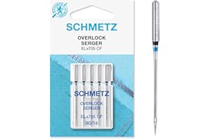 SCHMETZ Surjeteuse / Surjeteuse ELx705 CF (finition chromée) Aiguilles pour machine à coudre Taille 90/14 Argenté.