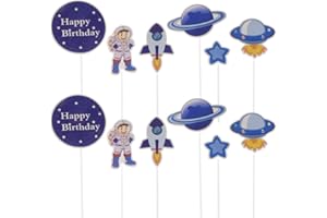 Amosfun thème de l'astronaute gâteau décorations de gâteau pour Enfants Espace thème thème fête Anniversaire gâteau 12pcs