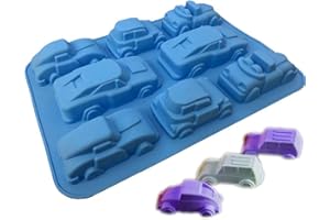CHAWHO Stampi Cars Silicone - 8 cavità Stampo Torta Silicone Stampi Cioccolatini Silicone Stampi Sapone in Silicone Stampi in Silicone per Dolci