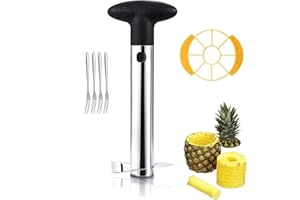 STOUCLA Stainless Steel Pineapple Slicer Set, Pineapple Slicer, with Corer and 4 Fruit Forks, Used to Cut Pineapple Core, Pineapple Peel and Pineapple Slices