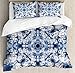 Produktbild Abakuhaus Indigo Paisley Bettbezug Set King Size, Alte Mode Kunst, Kuscheligform Top Qualität 3 Teiligen Bettbezug mit 2 Kissenbezüge, Indigo Grau