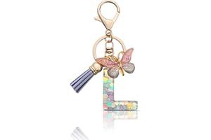 MORSUNBELA Schlüsselanhänger Mädchen Buchstabe Schlüsselanhänger mit Anfangsbuchstabe Anhänger Schlüssel Schmetterling für Frauen Damen