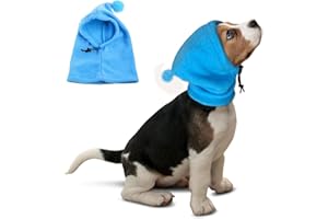 BT Bear Hundemütze, weich, warm, Fleece, beruhigende Hundeohren, winddicht, leise Ohren für Welpen, kleine Hunde, Blau, Größe S