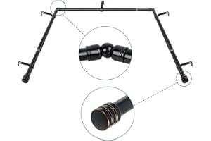 HOTOZON 1 Inch Bay Window Curtain Rods, 36-72 Inch Center Rod for window (24 to 68 Inch), 20-36 Inch Side Rods for windows (16-32 Inch), Black, End Cap Finials