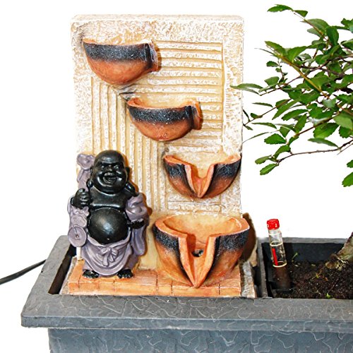 Indoor-Bonsai mit Zimmer-Brunnen „Buddha mit 4 Schalen“ – beleuchtet – Easy Care System - 2