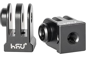 HSU Adaptateur Trépied en Aluminium pour GoPro, 2 Packs d'adaptateurs pour Caméra d'action Hero 12/11/10/9/8/7/6/5/4/3 (Noir)