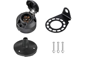 XUEYI Kit Prise Remorque 7 Broches Femelle, avec Joint Arrière et Support, Selon ISO 1724, 12V Prise Remorque 7 Broches Etanche, Prise pour Remorque 7 Poles, Prise 7 Broches pour Remorque Voiture
