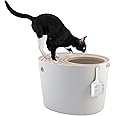 Iris Ohyama Cat Litter Box with Scoop, Up to 7kg, Beige, Top Entry, Cat Litter Tray, Enclosed, For Kitten, High Sided, Hooded, Large, Jumbo, BPA Free, Deep, Easy to Clean, PUNT-530
