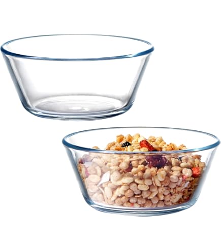 Set 4 Ciotole In Vetro NUTRIUPS - 17cm, 900ml, Microonde E Forno, Vetro Temperato Trasparente - Foto 3