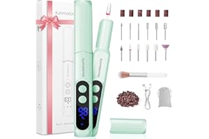 XunmotorYao Lima de Uñas Eléctrica Profesional Portátil Recargable Ajustable Lima de Uñas Eléctrica con Punta de Cerámica 3 Velocidades,Verde