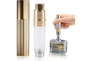 Fychuo Travel Perfume Atomiser Refillable, 5ml Portable Perfume Travel Bottle, Leakproof Mini Atomiser Perfume Spray Bottle for Handbag Elegant Dispenser for Women Men, Golden